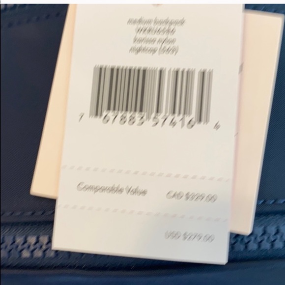 NWT Auth Kate Spade Medium Navy Nylon Backpack - Picture 9 of 9
